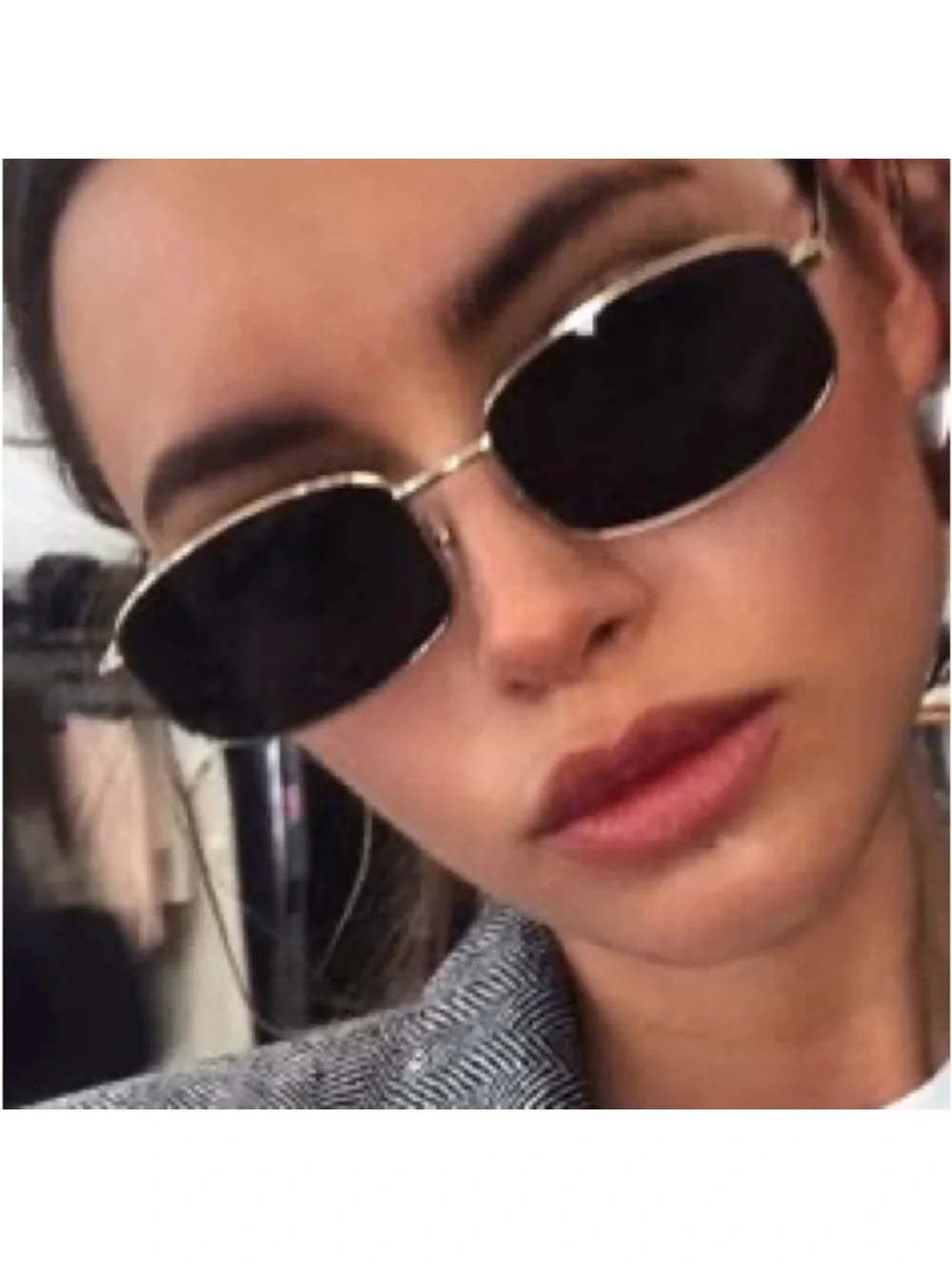 Stylish Black small retro square rectangular Sunglasses